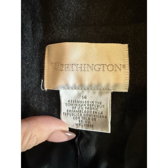 Worthington Maxi Long Coat Wool Nylon Cashmere Sz 14 Charcoal Gray - Picture 2 of 5